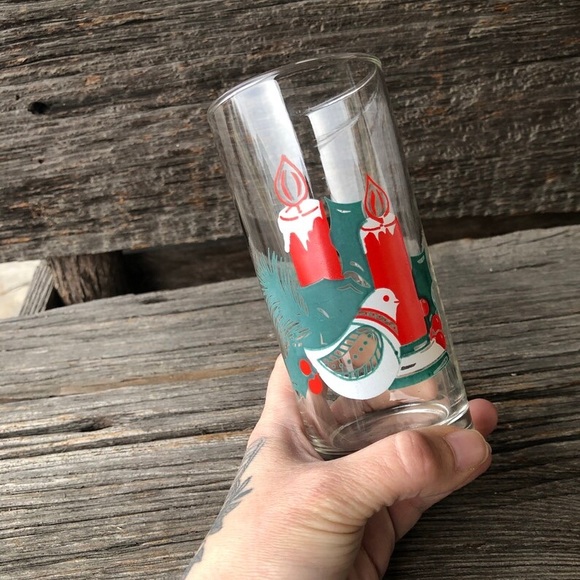 Set of two MCM Christmas drinking glasses mid century modern tumbler water glass - Picture 7 of 11